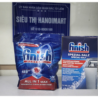 Combo viên rửa bát finish All in one max 48 viên + muối rửa bát Finish 1.2kg
