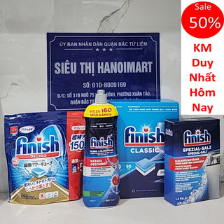 Viên rửa bát Finish nhật bản 150 + muối rửa bát finish 1.5 kg, viên finish quantum ultimate 60, finish classic 90