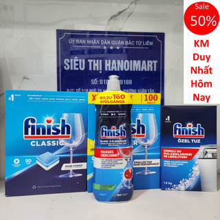 Combo Viên rửa bát Finish 90 tabs + Muối Finish 1.5kg + Nước làm bóng finish 800ml Finish.edu.vn