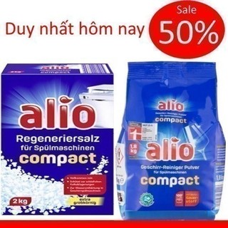 Combo Bột rửa bát Alio 1,5kg + Muối rửa bát Alio 2kg dung cho máy rửa bát