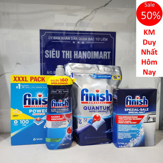Combo Viên rửa bát Finish 100V + 800ml Nước làm bóng Finish dùng cho máy rửa bát chén