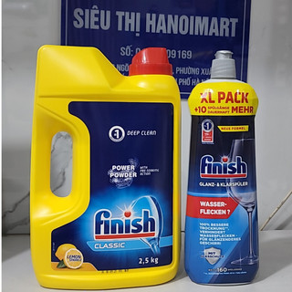 Combo Bột rửa bát Finish 2.5kg + Nước làm bóng Finish 800ml dùng cho máy rửa bát chén