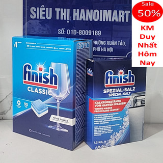 Viên rửa bát finish classic 90 tabs + muối rửa bát 1.2kg