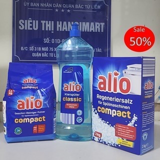 Combo bột rửa bát Alio 1.5kg + Muối rửa bát Alio 2kg + Nước làm bóng 1000ml, botruabat chính hãng