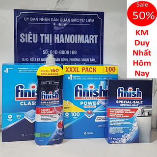 Combo 90 Viên rửa bát Finish + Nước làm bóng Finish 800ml dùng cho máy rửa bát chén