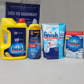 Combo Muối Finish 1.5kg + Bột Finish 2.2kg nhập khẩu nhật + Nước làm bóng Finish 800ml dùng cho máy rửa bát