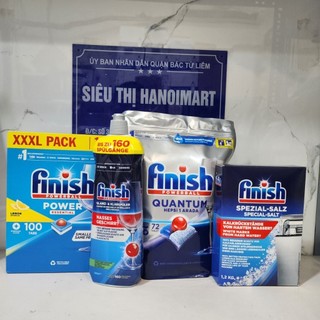 Viên rửa bát Finish All in one 100 viên, 72V finish  quantum All in 1, muối rửa bát, nước làm bóng chén ly