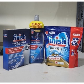 Combo Viên rửa bát Finish Nhật bản 150 viên + nước làm bóng bát finish 800ml + muối rửa bát finish 1.2kg làm mềm nước