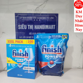 Viên rửa bát finish all in 1 100 viên dùng cho máy rửa bát - viên finish all in one max 80 tabs