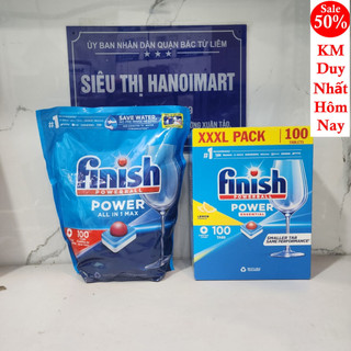 Viên rửa ly Finish All in 1 Đức 100  viên Hương chanh, viên all in 1 max 100 viên