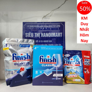 90 Viên rửa bát Finish classic, viên finish 150 V chuyên dùng cho máy rửa chén ly hoặc viên rửa bát chén ly 72 tabs