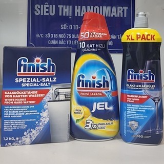 Gel xà phòng rửa bát Finish Gel 1000ml, Nước làm bóng Finish 800ml