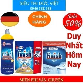 Combo Muối rửa bát Finish 1.5kg + 800ml Nước làm bóng finish + viên rửa finish 150 tabs