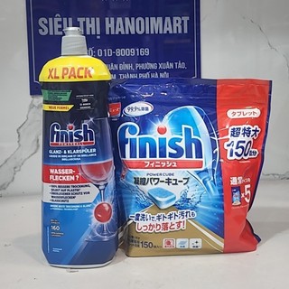 Combo 150 Viên rửa bát Finish all in 1 + Nước Bóng Finish 800ml nhập khẩu Ba Lan Finish.edu.vn
