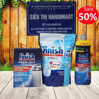 Combo Bột rửa bát Finish 2.2kg + Muối rửa bát finish 1.2kg + Nước làm bóng 0.8L dùng cho máy rửa bát