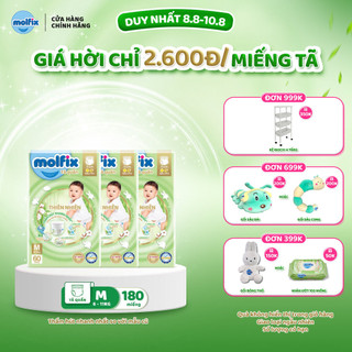 Combo 3 Tã/bỉm quần Molfix Thiên nhiên Super Jumbo M - 60 miếng/gói