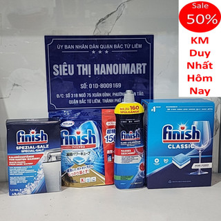 Combo Viên rửa bát Finish Classic 90 viên + 750ml Nước làm bóng bát Finish + muối rửa ly finish mềm nước 1.2kg