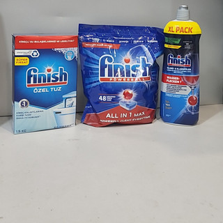 Combo Viên Finish all in 1 max  150 viên + Nước làm bóng Finish 800ml +muối rửa bát Finish 1.5kg cho máy rửa bát chén ly