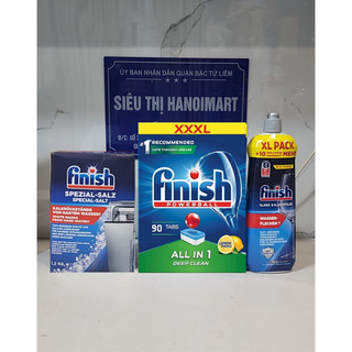 Combo 90 viên rửa bát finish + muối rửa bát Finish 1.2kg + Nước làm bóng Finish 800ml