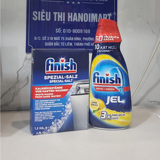 Combo Nước rửa bát Finish dùng cho máy 1000ml + muối rửa bát Finish1.2kg chuyên dùng cho máy rửa bát