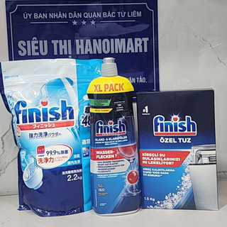Combo Bột rửa bát finish 2.2kg nhập khẩu nhật bản + Muối rửa bát Finish 1.5kg + Nước làm bóng bát Finish 800ml đức