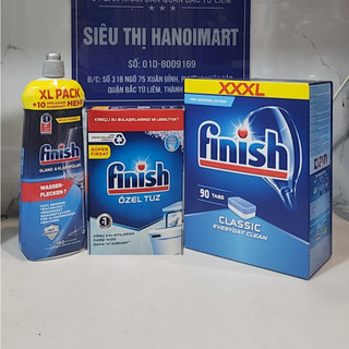 Combo 90 Viên rửa bát Finish  + Muối Finish 1.5kg + Nước làm bóng finish 800ml