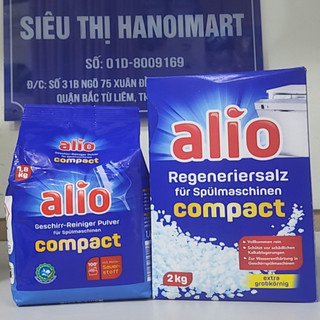 Combo Bột rửa bát Alio 1.8kg + muối rửa bát 2kg dùng cho máy rửa bát