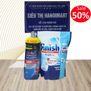 Combo Bột rửa bát Finish 2.2kg + Nước làm bóng 800ml  dùng cho máy rửa bát
