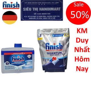 Combo viên rửa bát finish quantum 72 tabs + dung dịch vệ sinh máy rửa bát - HANOIMART