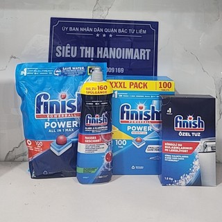 Combo 100 Viên rửa bát Finish all in 1 + 800ml dung dịch làm bóng Finish + 1.5kg muối rửa bát finish