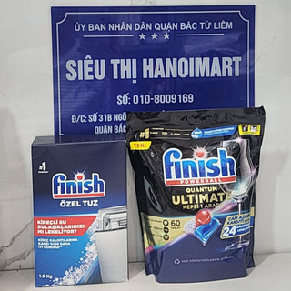 Combo 60 viên rửa chén bát finish quantum + muối rửa bát Finish 1.5kg