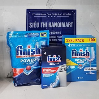 Combo Muối rửa bát Finish 1,5kg + 100 Viên rửa bát Finish All in one - Hanoimart, 100V All in 1 max, 150 viên finish