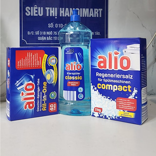 Combo 2kg muối rửa bát Alio + 40 viên rửa bát Alio All in one - Hanoimart dùng cho máy rửa bát