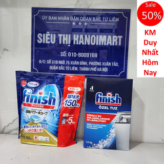 150 viên rửa bát Finish + Muối rửa bát finish 1.5kg