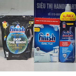 Combo Viên Finish quantum ultimate 50 viên + Muối Finish 1.5kg + Nước làm bóng bát Finish 800ml - HANOIMART