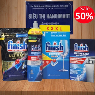 Viên rửa bát Finish all in 1 100 V + muối rửa bát Finish 1.5kg + nước làm bóng Finish 800ml dùng cho máy rửa Bát Chén Ly