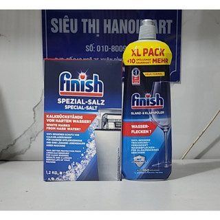 Combo Nước làm bóng Finish Rinse Aid 800ml + Muối Finish làm mềm nước cho máy rửa bát 1.2kg - Hanoimart
