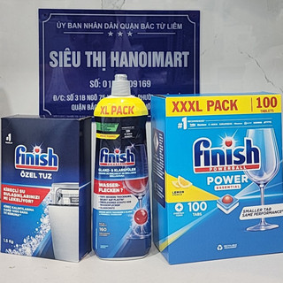 Combo Viên rửa bát Finish 100 V all in one + Muối rửa bát Finish 1.5kg + Nước làm bóng bát 800ml