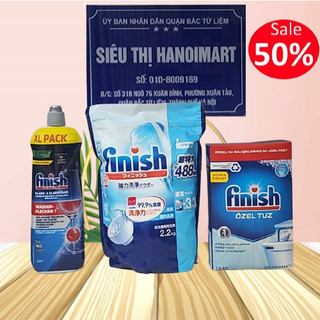 Combo bột rửa bát finish 2.2kg + muối rửa bát finish 1.5kg + bóng finish 800ml