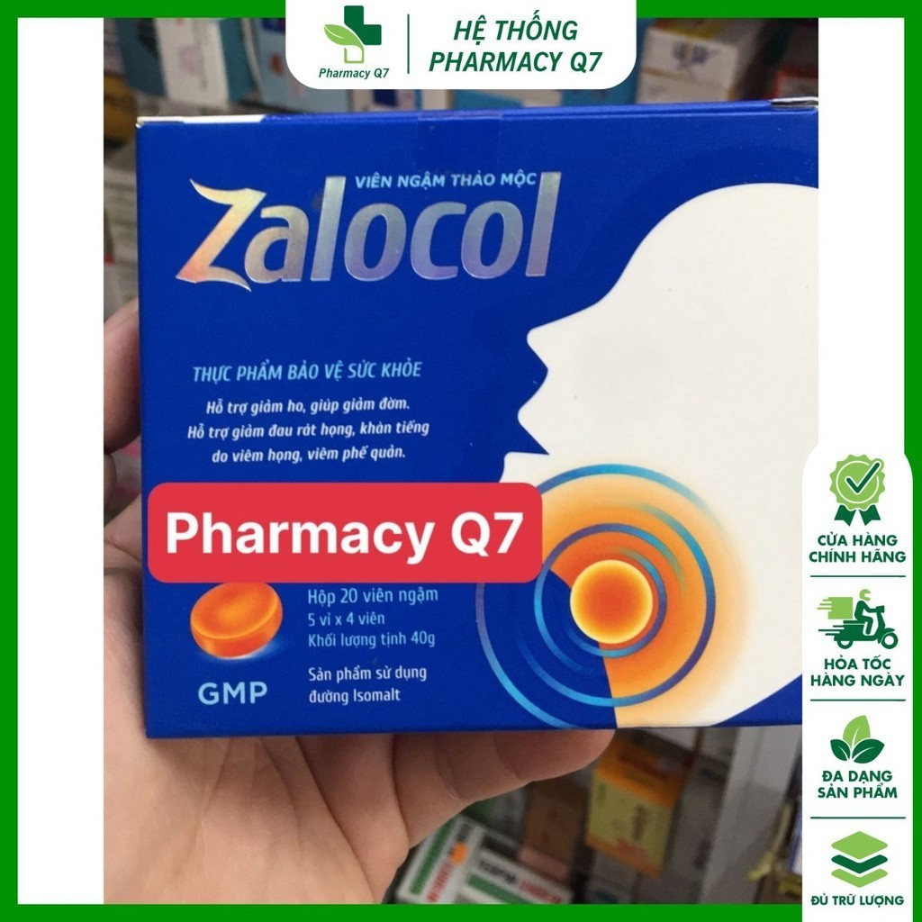 Viên Ngậm Zalocol Hộp 20 viên Herbal Lozenge Zalocoll  KẸO NGẬM GIẢM HO ZALOCOL pharmacy Q7
