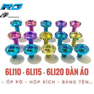 Ốc Titan GR5 Gắn Cacte, Ốp Pô, Ốp Đuôi Xe... 6Li15 Đầu Dù Dày Gắn Xe Máy Nhiều Màu (Giá Con 1)