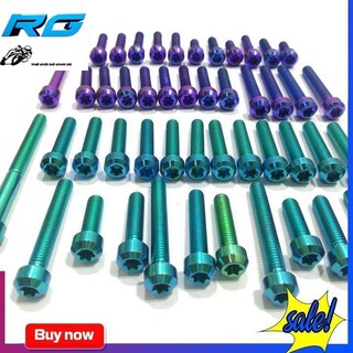 Bộ Ốc Lốc Máy GR5 Gắn Xe Máy Winner 24 Con Titan Và Lục Bảo