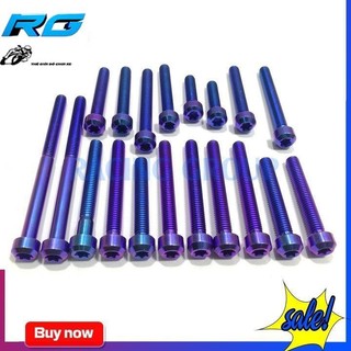 Bộ Ốc Lốc Máy GR5 Gắn Xe Máy Sirius 19 Con Lục Bảo Và Titan