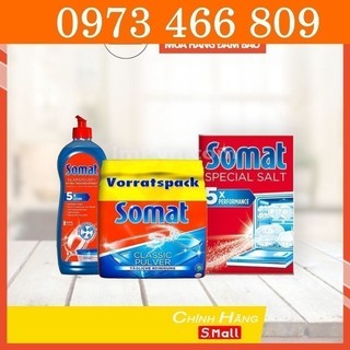 Combo Bột rửa bát Somat 1.2kg + muối làm mềm nước somat 1.2kg + nước làm bóng bát somat 750ml