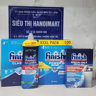 Viên rửa bát finish 90 viên + Nước làm bóng finish 800ml + Muối rửa bát chén 1.2kg cho Máy
