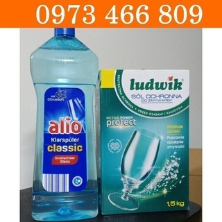 Combo Muối rửa bát Ludwik 1.5 Kg + Bóng Alio 1000ml dùng cho Máy rửa bát
