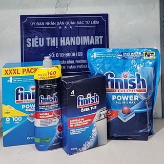 Combo 100 viên Finish All in one + 1.5kg muối rửa bát Finish + Nước làm bóng Finish 750ml dùng cho máy rửa bát chén