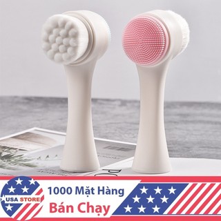 Cọ rửa mặt 2 đầu v3 bằng silicon mềm mịn massage làm sạch da