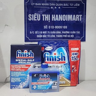 Combo Viên rửa chén bát Finish 150V + Nước vệ sinh máy + muối rửa bát finish 1.2kg