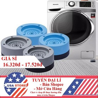Hộp 4 Chân Kê Máy Giặt - Tủ Lạnh K8 - Đế Kiểu Tròn Cao Su Dẻo Chống Rung Chống Ồn Máy Chạy Êm - Lót Chân Bàn Ghế